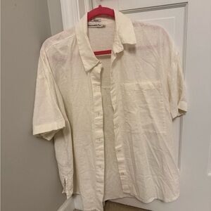 Women’s Cream Short Sleeve Oversized Shirt
